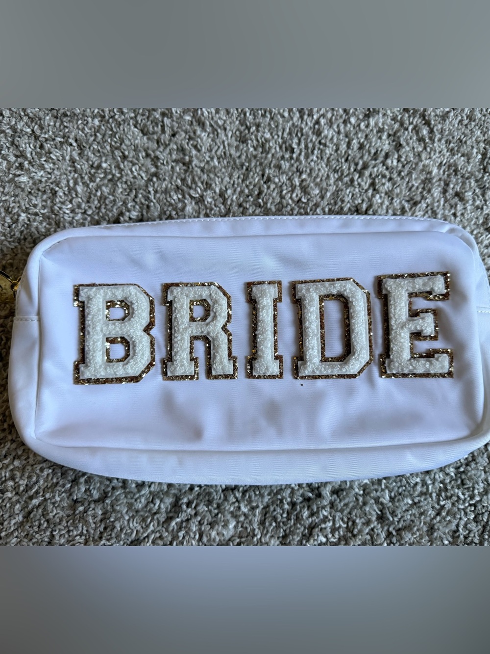 Stoney Clover Lane BRIDE Makeup Bag/Pouch with White and Gold Glitter Lettering